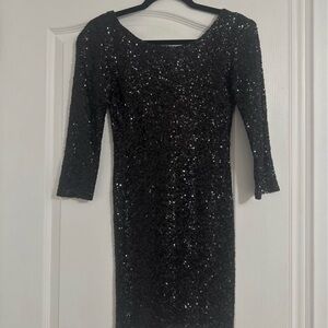 Alythea Black Sequin Mini Dress